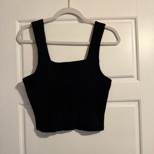 American Eagle cropped ribbed black tank